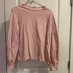 EUC Stateside Women's Pink Long Sleeve Top with Poof Sleeves Size Small